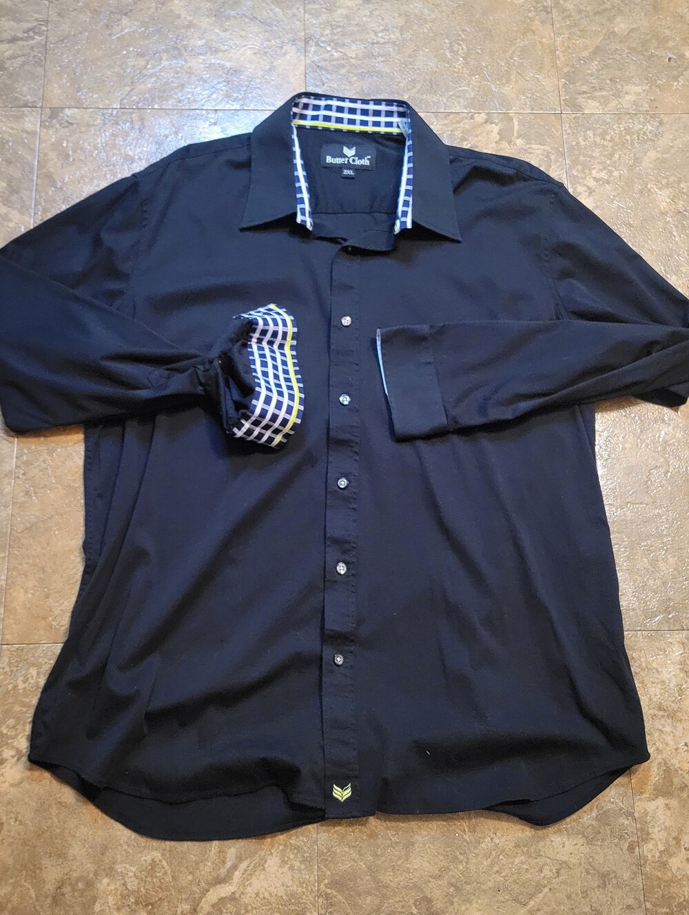 Butter Cloth Button Up Shirt Mens 2XL Black Long Sleeve Classic Business Casual